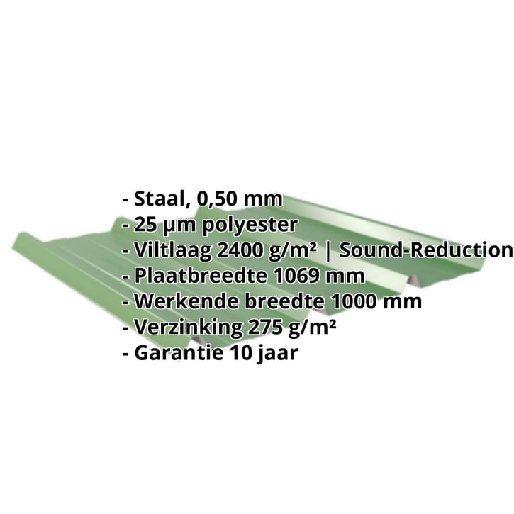 Damwandplaat 45/333 | Dak | Anti-Drup 1000 g/m² | Staal 0,50 mm | 25 µm Polyester | 6002 - Loofgroen #2