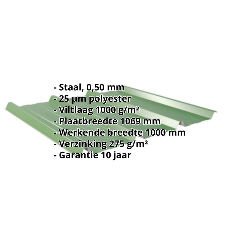 Damwandplaat 45/333 | Dak | Anti-Drup 1000 g/m² | Staal 0,50 mm | 25 µm Polyester | 6002 - Loofgroen #2