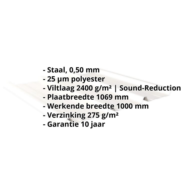Damwandplaat 45/333 | Dak | Anti-Drup 1000 g/m² Staal 0,50 mm | 25 µm Polyester | 9010 - Zuiverwit Damwandplaat 45/333 | Dak | Anti-Drup 1000 g/m² | Staal 0,50 mm | 25 µm Polyester | 9010 - Zuiverwit #2