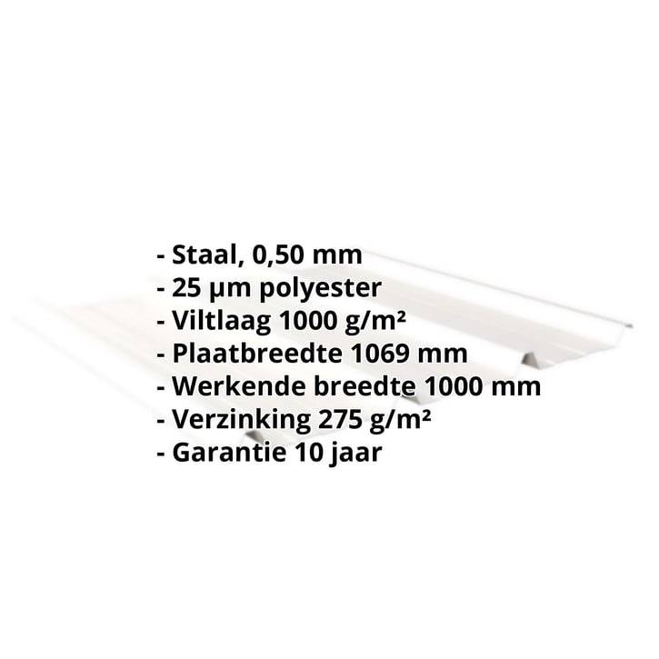 Damwandplaat 45/333 | Dak | Anti-Drup 1000 g/m² | Staal 0,50 mm | 25 µm Polyester | 9010 - Zuiverwit #2