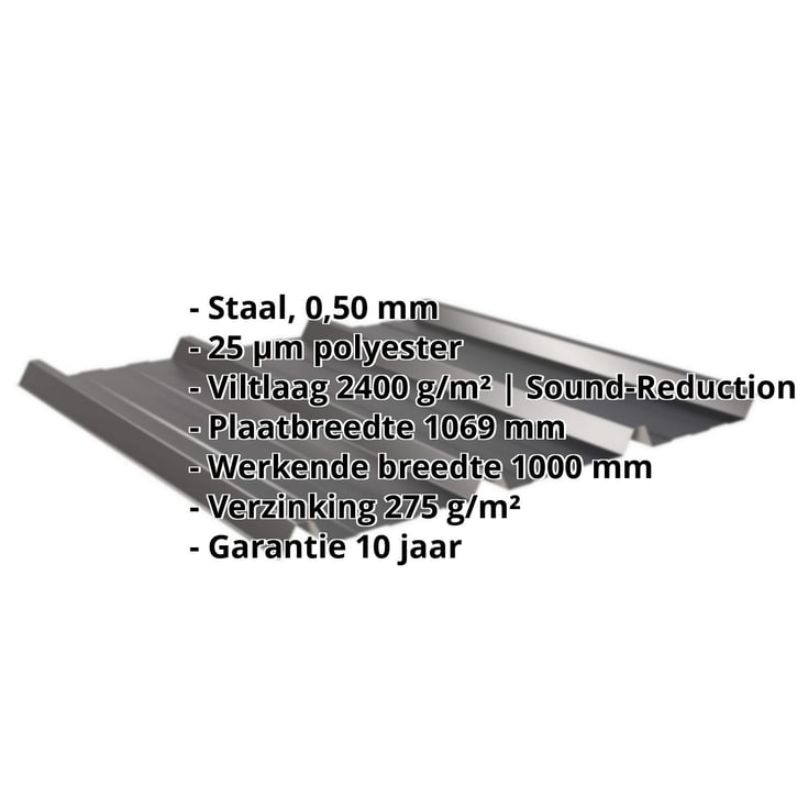 Damwandplaat 45/333 | Dak | Anti-Drup 1000 g/m² | Staal 0,50 mm | 25 µm Polyester | 9005 - Gitzwart #2