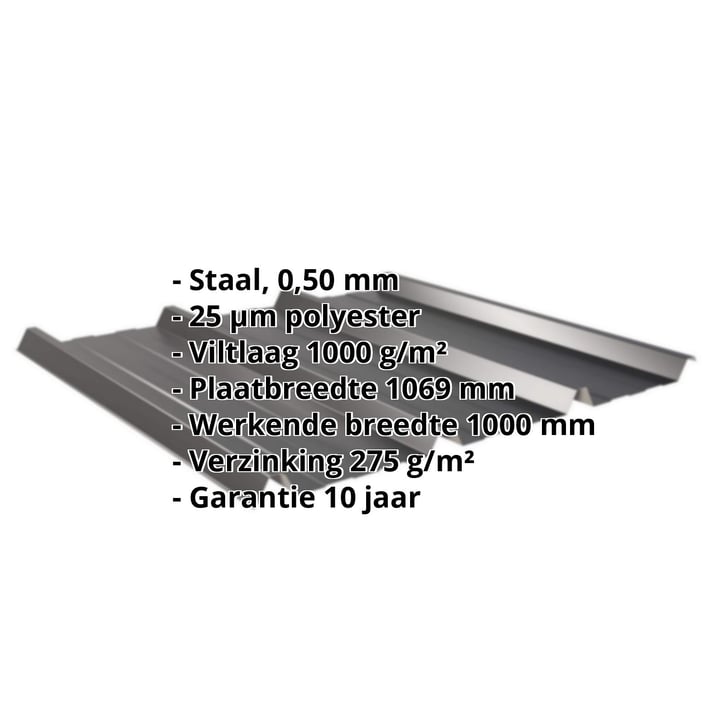 Damwandplaat 45/333 | Dak | Anti-Drup 1000 g/m² | Staal 0,50 mm | 25 µm Polyester | 9005 - Gitzwart #2