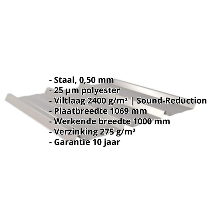 Damwandplaat 45/333 | Dak | Anti-Drup 1000 g/m² | Staal 0,50 mm | 25 µm Polyester | 9007 - Grijs aluminiumkleuri #2