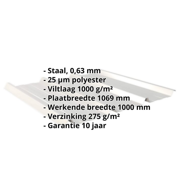 Damwandplaat 45/333 | Dak | Anti-Drup 1000 g/m² | Staal 0,63 mm | 25 µm Polyester | 9006 - Zilver-Metallic #2