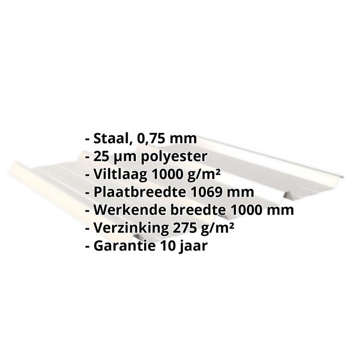 Damwandplaat 45/333 | Dak | Anti-Drup 1000 g/m² Staal 0,75 mm | 25 µm Polyester | 9002 - Grijswit Damwandplaat 45/333 | Dak | Anti-Drup 1000 g/m² | Staal 0,75 mm | 25 µm Polyester | 9002 - Grijswit #2