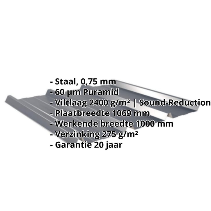 Damwandplaat 45/333 | Dak | Anti-Drup 1000 g/m² Staal 0,75 mm | 60 µm Puramid | 7016 - Antracietgrijs Damwandplaat 45/333 | Dak | Anti-Drup 1000 g/m² | Staal 0,75 mm | 60 µm Puramid | 7016 - Antracietgrijs #2