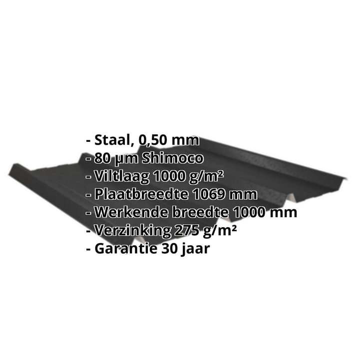 Damwandplaat 45/333 | Dak | Anti-Drup 1000 g/m² Staal 0,50 mm | 80 µm Shimoco | 9005 - Gitzwart Damwandplaat 45/333 | Dak | Anti-Drup 1000 g/m² | Staal 0,50 mm | 80 µm Shimoco | 9005 - Gitzwart #2
