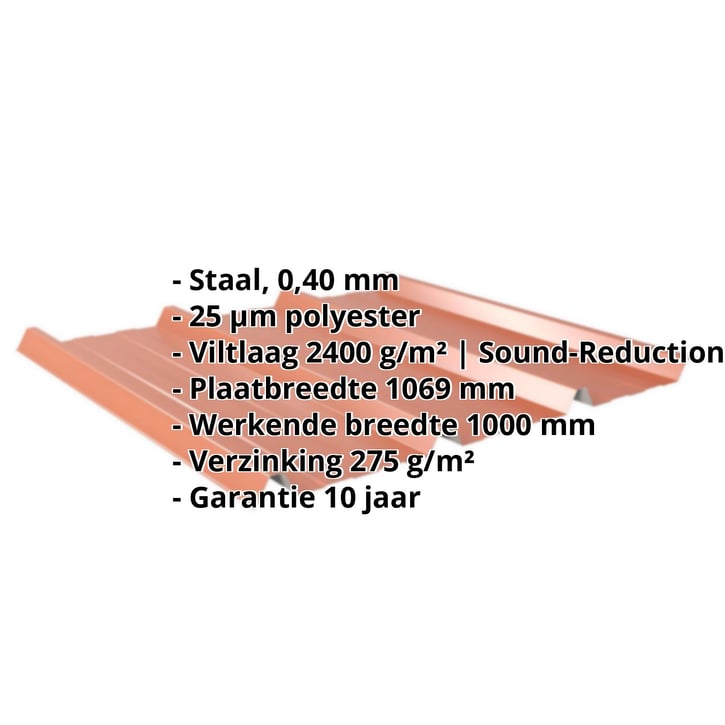 Damwandplaat 45/333 | Dak | Anti-Drup 2400 g/m² | Restpartij | Staal 0,40 mm | 25 µm Polyester | 8004 - Koperbruin #2