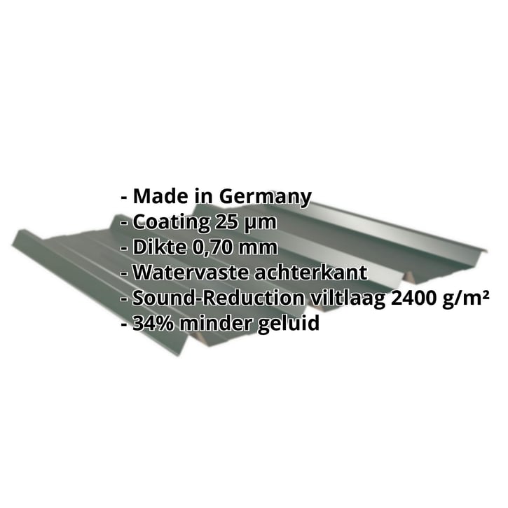 Damwandplaat 45/333 | Dak | Anti-Drup 2400 g/m² | Aluminium 0,70 mm | 25 µm Polyester | 6005 - Mosgroen #2