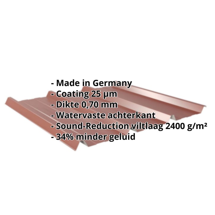 Damwandplaat 45/333 | Dak | Anti-Drup 2400 g/m² | Aluminium 0,70 mm | 25 µm Polyester | 8012 - Roodbruin #2