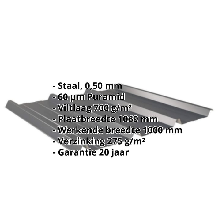 Damwandplaat 45/333 | Dak | Anti-Drup 700 g/m² | Staal 0,50 mm | 60 µm Puramid | 7016 - Antracietgrijs #2
