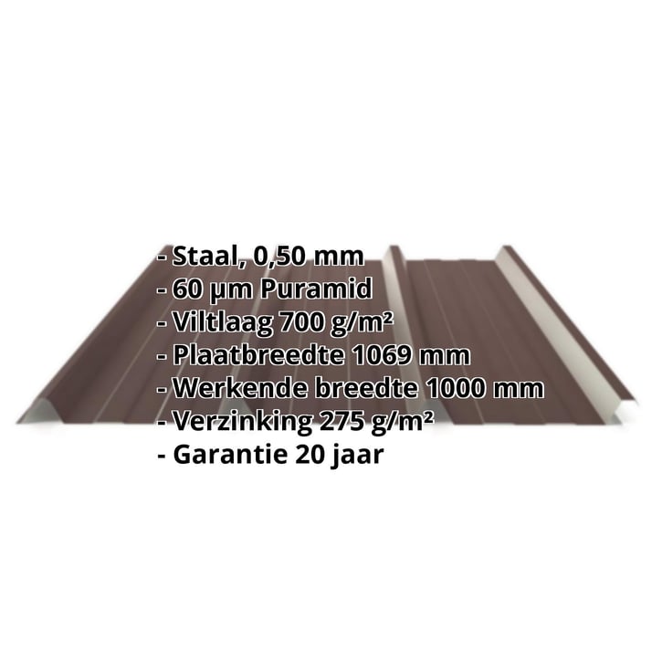 Damwandplaat 45/333 | Dak | Anti-Drup 700 g/m² | Staal 0,50 mm | 60 µm Puramid | 8017 - Chocoladebruin #2