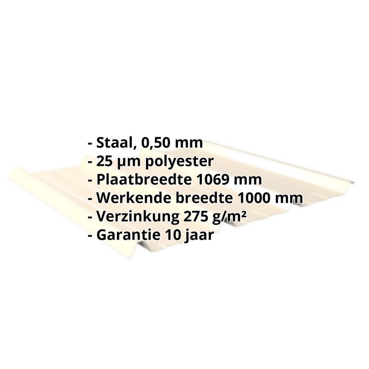 Damwandplaat 45/333 | Dak | Staal 0,50 mm | 25 µm Polyester | 1015 - Licht ivoorkleurig #2