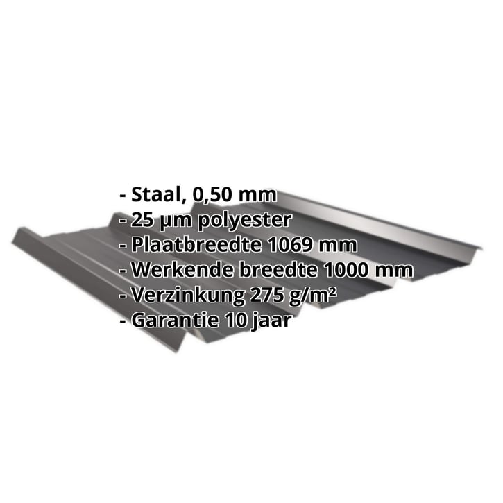 Damwandplaat 45/333 | Dak | Staal 0,50 mm | 25 µm Polyester | 9005 - Gitzwart #2