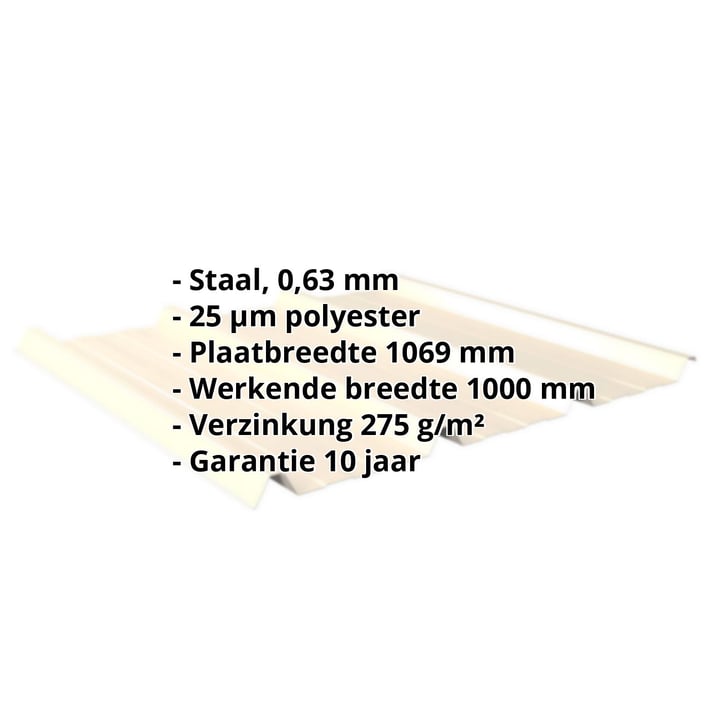Damwandplaat 45/333 | Dak | Staal 0,63 mm | 25 µm Polyester | 1015 - Licht ivoorkleurig #2
