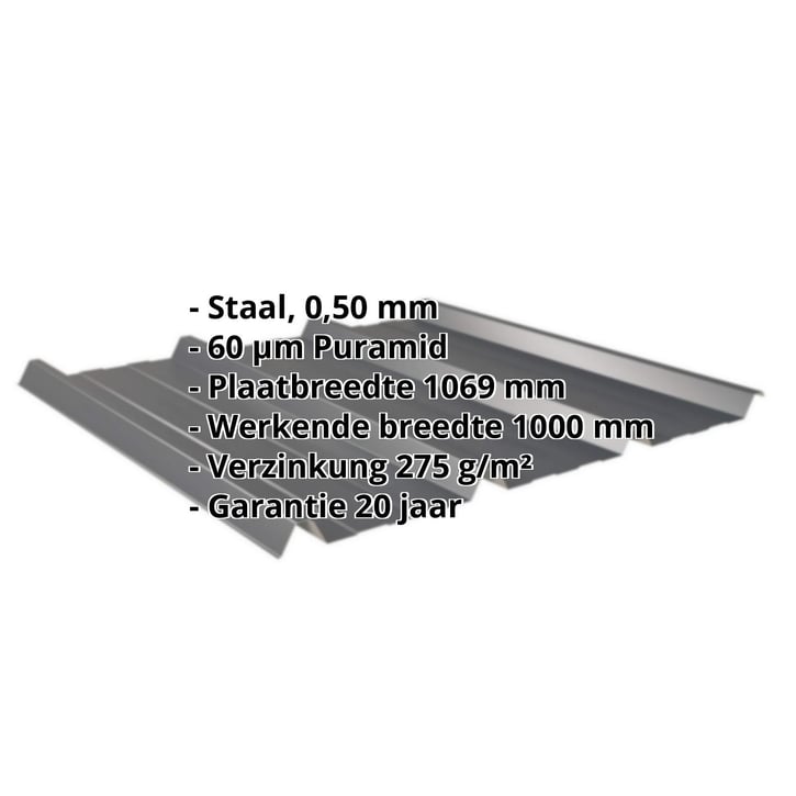 Damwandplaat 45/333 | Dak Staal 0,50 mm | 60 µm Puramid | 7016 - Antracietgrijs Damwandplaat 45/333 | Dak | Staal 0,50 mm | 60 µm Puramid | 7016 - Antracietgrijs #2
