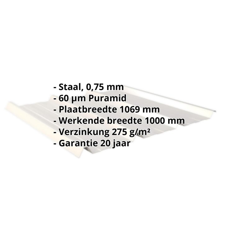 Damwandplaat 45/333 | Dak | Staal 0,75 mm | 60 µm Puramid | 9002 - Grijswit #2