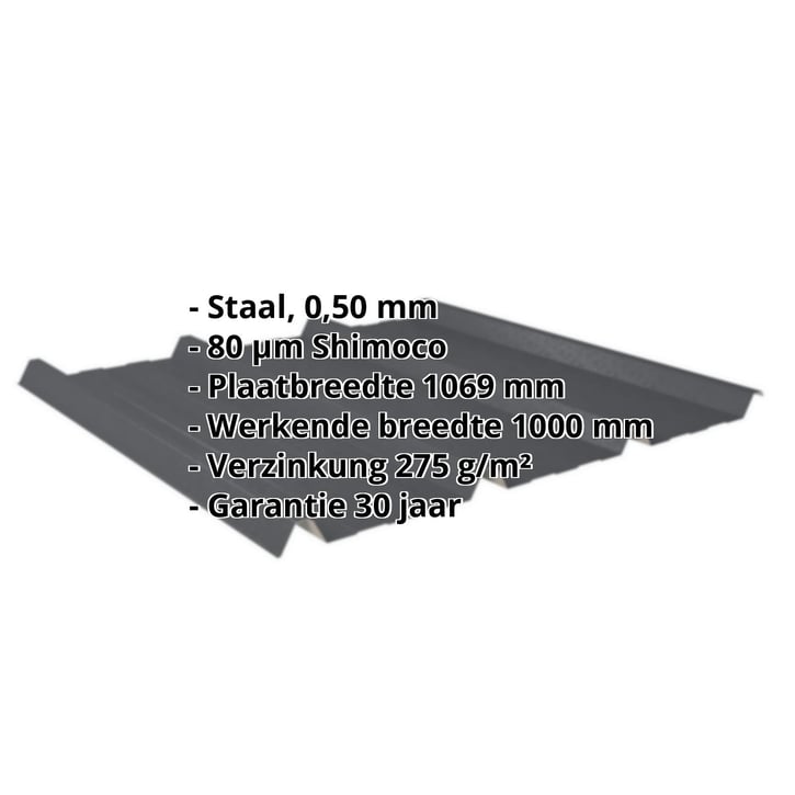 Damwandplaat 45/333 | Dak Staal 0,50 mm | 80 µm Shimoco | 7016 - Antracietgrijs Damwandplaat 45/333 | Dak | Staal 0,50 mm | 80 µm Shimoco | 7016 - Antracietgrijs #2