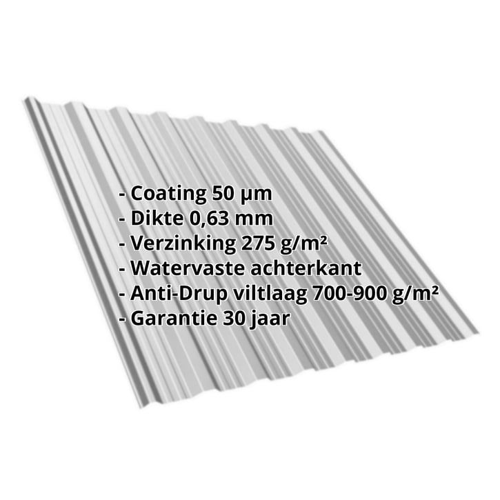 Damwandplaat T18DR | Dak | Anti-Drup 700 g/m² | Staal 0,63 mm | 50 µm PURLAK® | 9006 - Zilver-Metallic #2