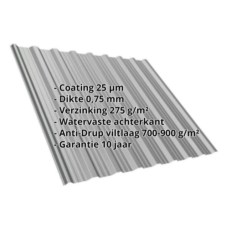 Damwandplaat T18DR | Dak | Anti-Drup 700 g/m² | Staal 0,75 mm | 25 µm Polyester | 9007 - Grijs aluminiumkleurig #2