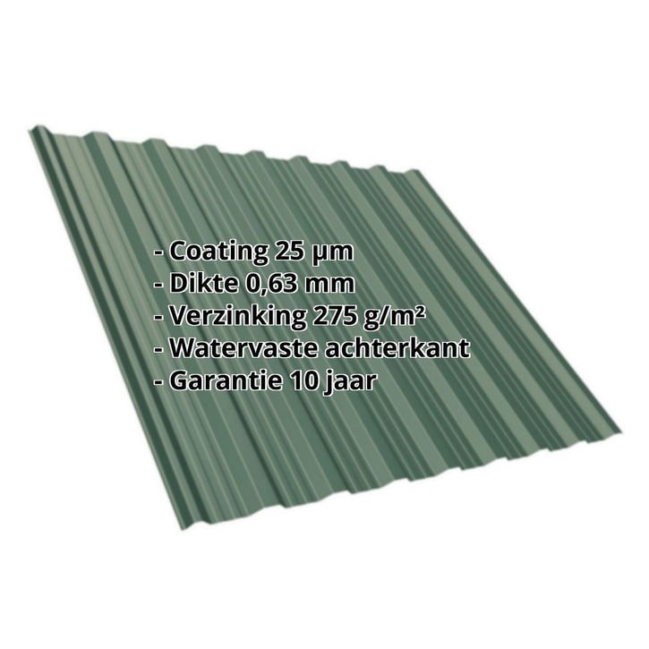 Damwandplaat T18DR | Dak | Staal 0,63 mm | 25 µm Polyester | 6005 - Mosgroen #2