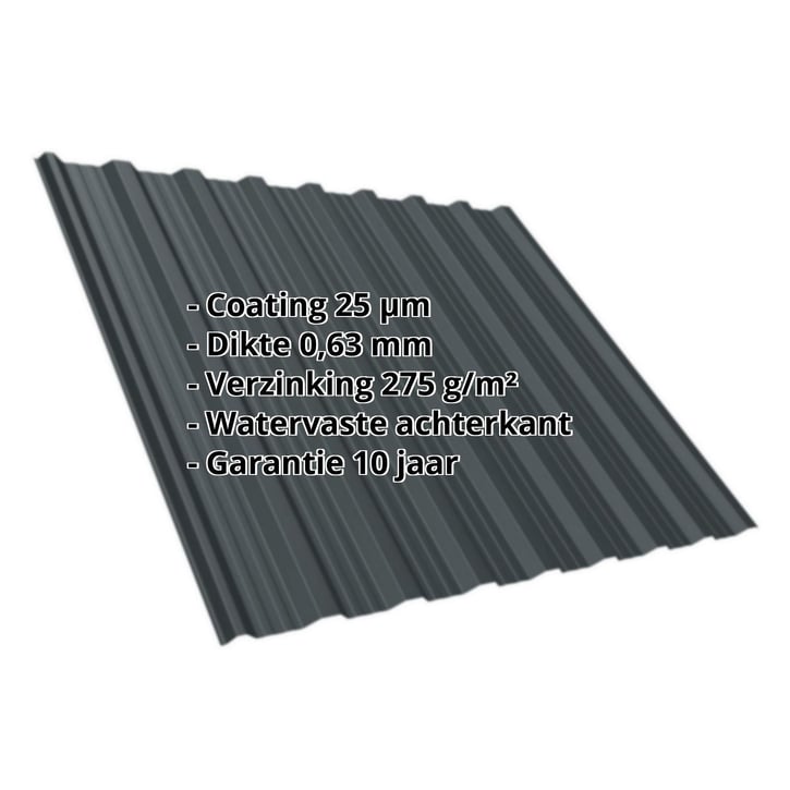 Damwandplaat T18DR | Dak | Staal 0,63 mm | 25 µm Polyester | 7016 - Antracietgrijs #2