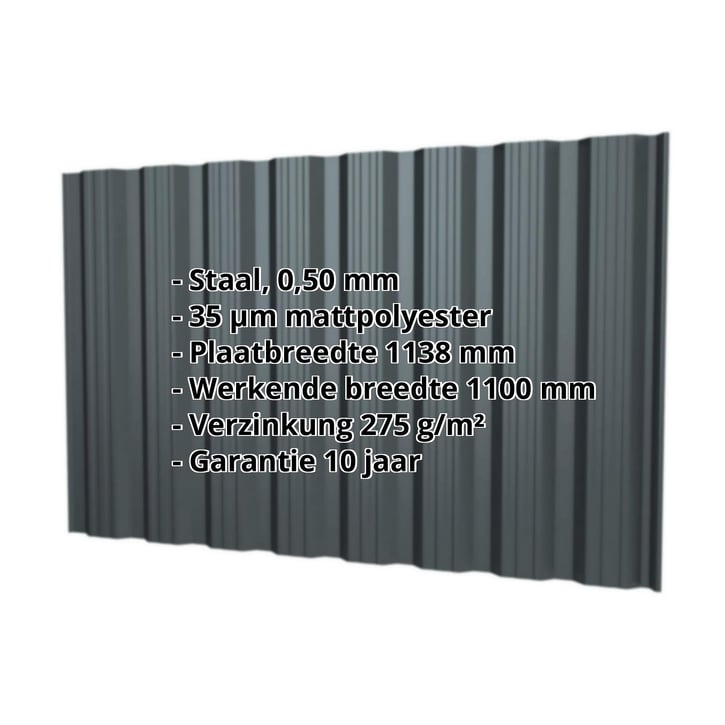 Damwandplaat T18DR | Gevel | Staal 0,50 mm | 35 µm Mattpolyester | 7016 - Antracietgrijs #2