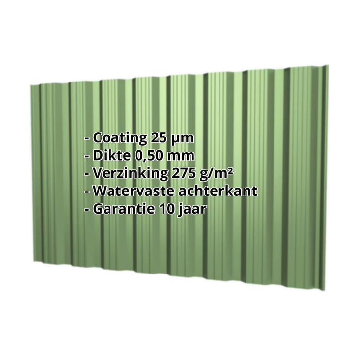 Damwandplaat T18DR | Gevel | Staal 0,50 mm | 25 µm Polyester | 6011 - Resedagroen #2