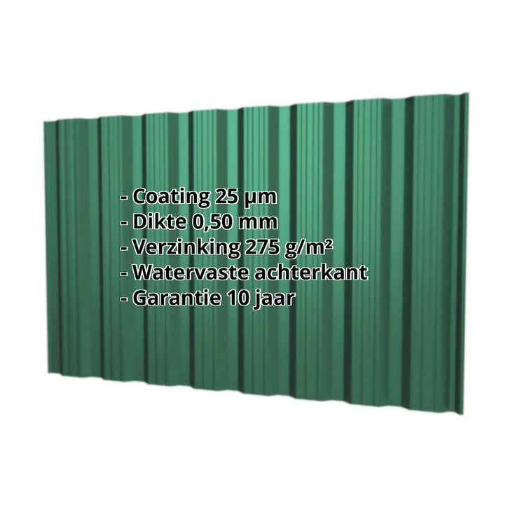 Damwandplaat T18DR | Gevel Staal 0,50 mm | 25 µm Polyester | 6005 - Mosgroen Damwandplaat T18DR | Gevel | Staal 0,50 mm | 25 µm Polyester | 6005 - Mosgroen #2