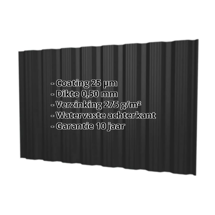 Damwandplaat T18DR | Gevel Staal 0,50 mm | 25 µm Polyester | 9005 - Gitzwart Damwandplaat T18DR | Gevel | Staal 0,50 mm | 25 µm Polyester | 9005 - Gitzwart #2