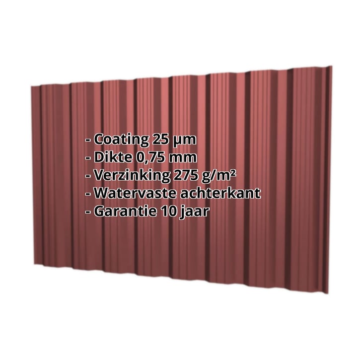 Damwandplaat T18DR | Gevel | Staal 0,75 mm | 25 µm Polyester | 8012 - Roodbruin #2