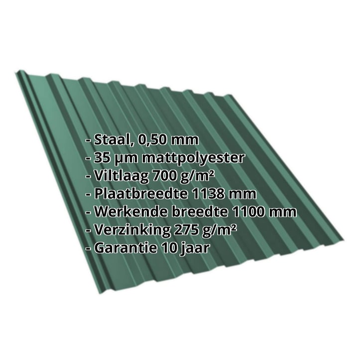 Damwandplaat T20M | Dak | Anti-Drup 700 g/m² | Staal 0,50 mm | 35 µm Mattpolyester | 6005 - Mosgroen #2
