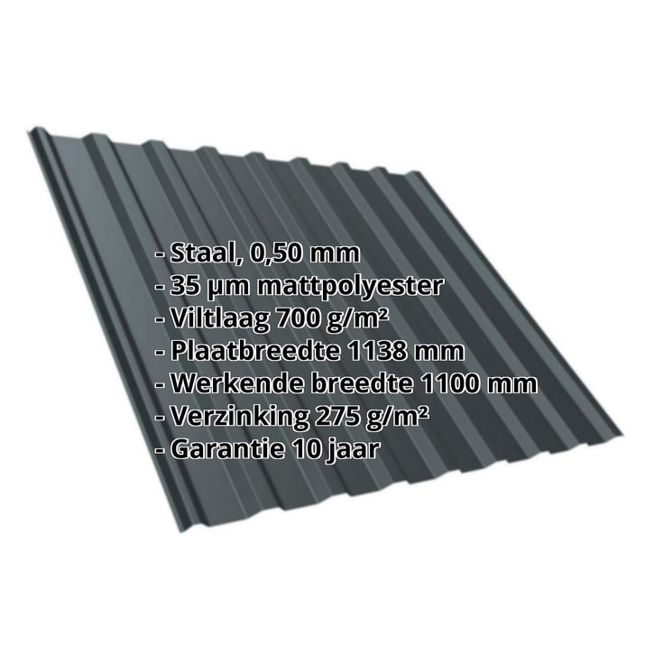 Damwandplaat T20M | Dak | Anti-Drup 700 g/m² | Staal 0,50 mm | 35 µm Mattpolyester | 7016 - Antracietgrijs #2