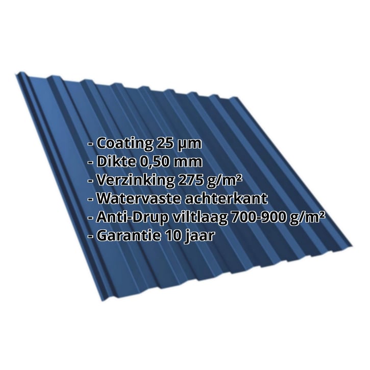 Damwandplaat T20M | Dak | Anti-Drup 700 g/m² Staal 0,50 mm | 25 µm Polyester | 5010 - Gentiaanblauw Damwandplaat T20M | Dak | Anti-Drup 700 g/m² | Staal 0,50 mm | 25 µm Polyester | 5010 - Gentiaanblauw #2