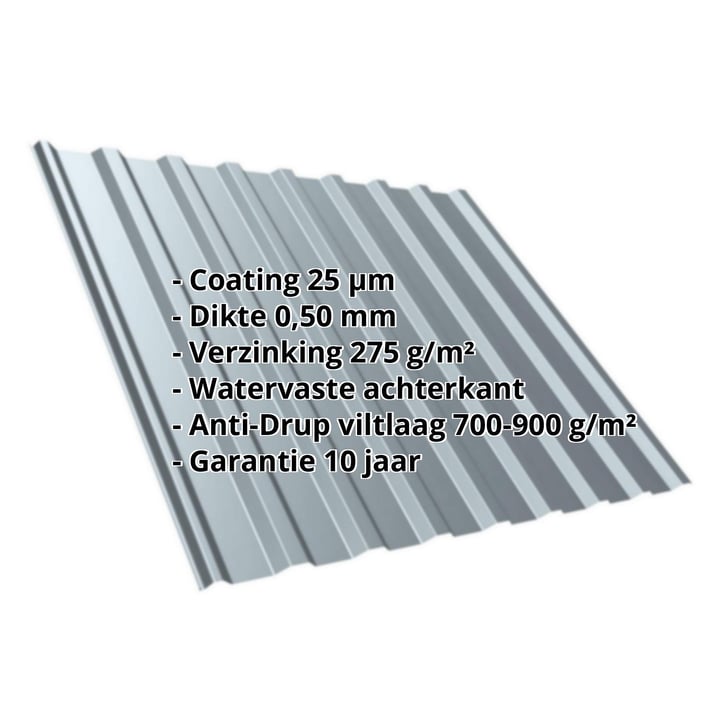 Damwandplaat T20M | Dak | Anti-Drup 700 g/m² Staal 0,50 mm | 25 µm Polyester | 7000 - Pelsgrijs Damwandplaat T20M | Dak | Anti-Drup 700 g/m² | Staal 0,50 mm | 25 µm Polyester | 7000 - Pelsgrijs #2