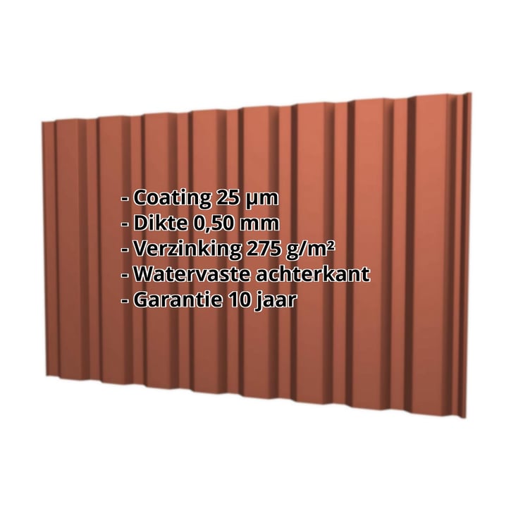 Damwandplaat T20M | Gevel | Staal 0,50 mm | 25 µm Polyester | 8004 - Koperbruin #2