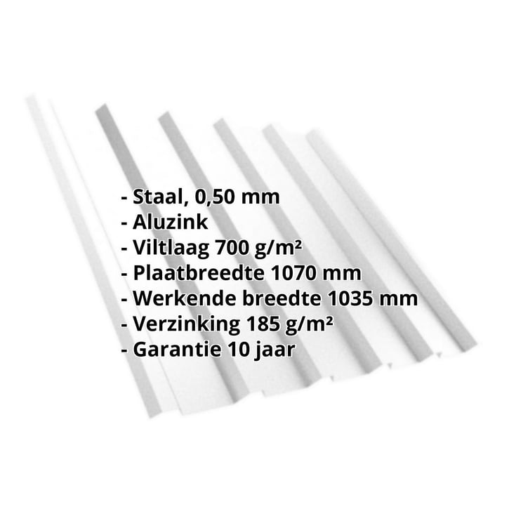 Damwandplaat T35/207M | Dak | Anti-Drup 700 g/m² | Staal 0,50 mm | Aluzink | Zilvergrijs #2