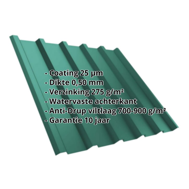 Damwandplaat T35/207M | Dak | Anti-Drup 700 g/m² Staal 0,50 mm | 25 µm Polyester | 6005 - Mosgroen Damwandplaat T35/207M | Dak | Anti-Drup 700 g/m² | Staal 0,50 mm | 25 µm Polyester | 6005 - Mosgroen #2