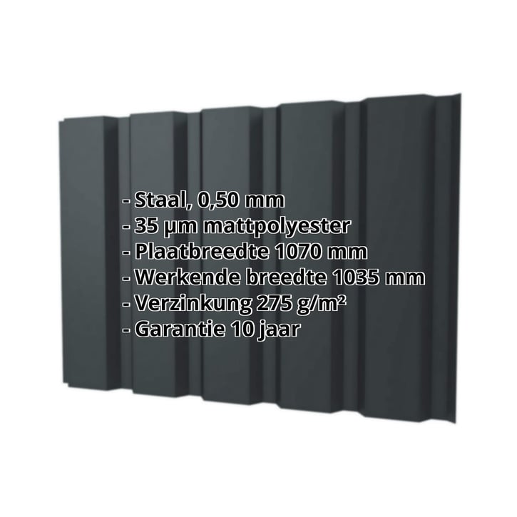 Damwandplaat T35/207M | Gevel | Staal 0,50 mm | 35 µm Mattpolyester | 7016 - Antracietgrijs #2