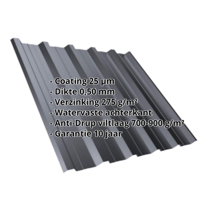 Damwandplaat T35DR | Dak | Anti-Drup 700 g/m² | Staal 0,50 mm | 25 µm Polyester | 7024 - Grafietgrijs #2