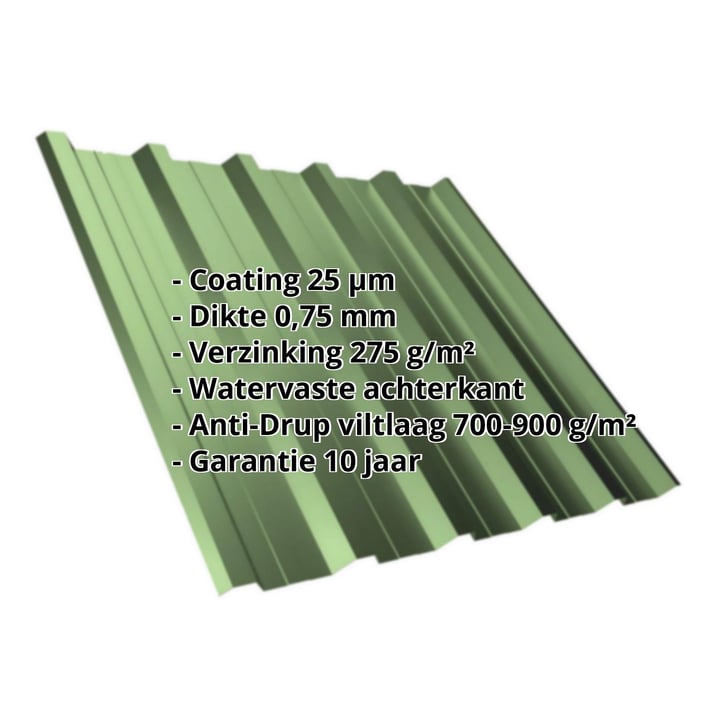 Damwandplaat T35DR | Dak | Anti-Drup 700 g/m² | Staal 0,75 mm | 25 µm Polyester | 6011 - Resedagroen #2