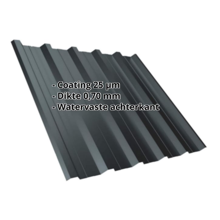 Damwandplaat T35DR | Dak Aluminium 0,70 mm | 25 µm Polyester | 7016 - Antracietgrijs Damwandplaat T35DR | Dak | Aluminium 0,70 mm | 25 µm Polyester | 7016 - Antracietgrijs #2