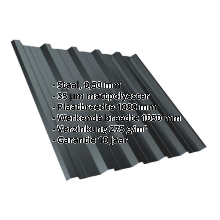 Damwandplaat T35DR | Dak | Staal 0,50 mm | 35 µm Mattpolyester | 7016 - Antracietgrijs #2