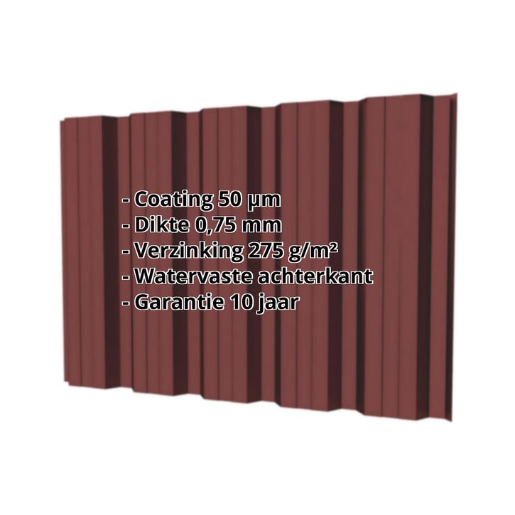 Damwandplaat T35DR | Gevel Staal 0,75 mm | 50 µm PURLAK® | 8012 - Roodbruin Damwandplaat T35DR | Gevel | Staal 0,75 mm | 50 µm PURLAK® | 8012 - Roodbruin #2
