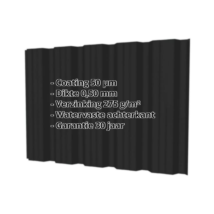 Damwandplaat T35DR | Gevel | Staal 0,50 mm | 50 µm PURMAT® | 033 - Zwart #2