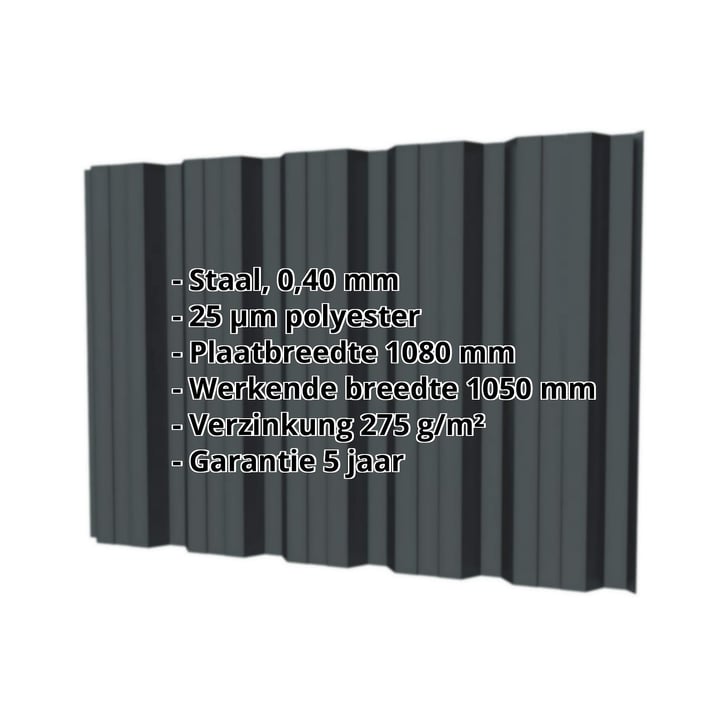 Damwandplaat T35DR | Gevel Staal 0,40 mm | 25 µm Polyester | 7016 - Antracietgrijs Damwandplaat T35DR | Gevel | Staal 0,40 mm | 25 µm Polyester | 7016 - Antracietgrijs #2