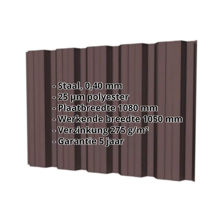 Damwandplaat T35DR | Gevel | Staal 0,40 mm | 25 µm Polyester | 8017 - Chocoladebruin #2