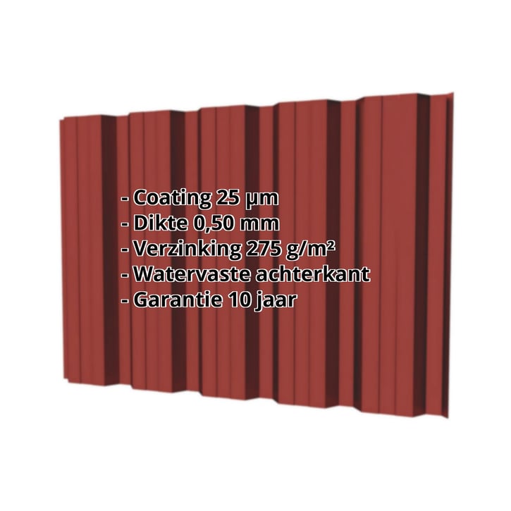 Damwandplaat T35DR | Gevel | Staal 0,50 mm | 25 µm Polyester | 028 - Kersrood #2