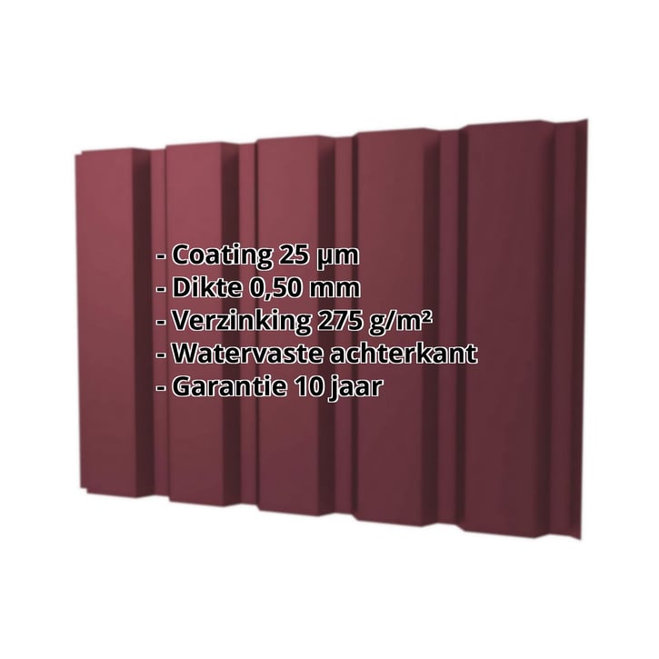 Damwandplaat T35M | Gevel Staal 0,50 mm | 25 µm Polyester | 3005 - Wijnrood Damwandplaat T35M | Gevel | Staal 0,50 mm | 25 µm Polyester | 3005 - Wijnrood #2