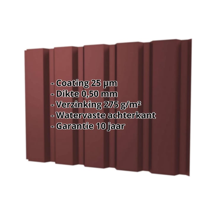 Damwandplaat T35M | Gevel Staal 0,50 mm | 25 µm Polyester | 8012 - Roodbruin Damwandplaat T35M | Gevel | Staal 0,50 mm | 25 µm Polyester | 8012 - Roodbruin #2
